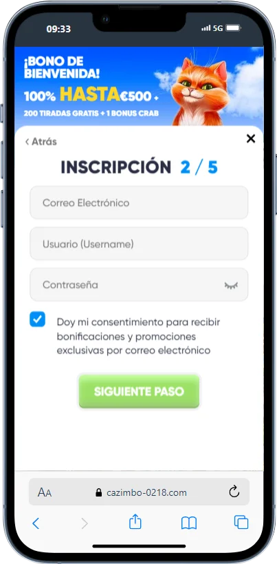 Cazimbo app Registro